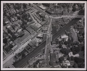 Villages of Newton, MA. Newton Corner. Aerial view