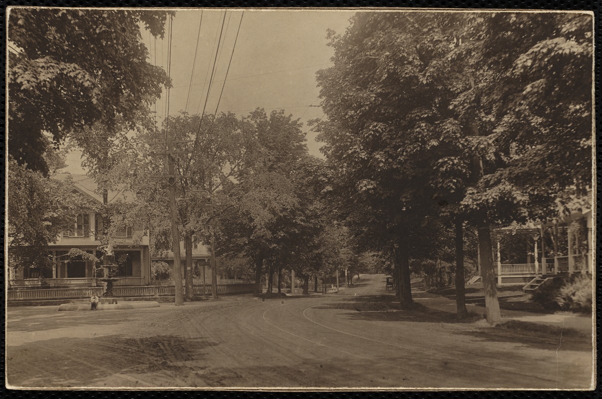 Villages of Newton, MA. Newton Highlands. Fountain, Walnut St., Newton Highlands Digital
