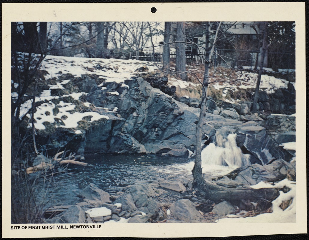 Villages of Newton, MA. Newtonville. Site of first grist mill