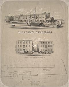 View of Gray's Wharf, Boston ; Front view on Commercial St. ; Plan of wharf