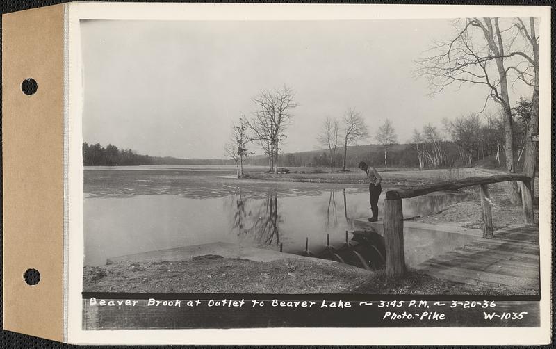 Beaver Brook at outlet to Beaver Lake, Ware, Mass., 3:45 PM, Mar. 20, 1936