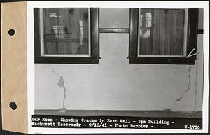 Bar room, showing cracks in east wall, Spa Building, Wachusett Reservoir, Clinton, Mass., Sep. 10, 1941