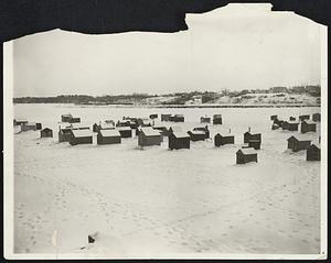 A City on Ice - Truly a city on ice is Saco, Maine, where over one hundred men spend their days and nights fishing through the ice of the Saco River for smelts. These men are mostly all unemployed and realize about ten dollars a day from this occupation. Their houses are constructed from all kinds of wood with the poorer class being content with piano cases.