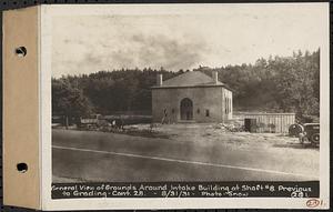 Contract No. 28, Ware River Intake Building, Grading the Grounds, Barre, general view of grounds around Intake Building at Shaft 8, previous to grading, Barre, Mass., Aug. 31, 1931