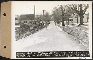 Contract No. 71, WPA Sewer Construction, Holden, looking back on Highland Street from near manhole 6B4-16, Holden Sewer, Holden, Mass., Feb. 26, 1941