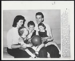 Schayes Celebrate -- Adolph Schayes, who yesterday became the National Basketball Assn.'s all-time high scorer, is the center of attraction at his home, also. Gathered around the former NYU court star are his wife, Naomi, and their three children, David, 1, Debbie, 5, and Carrie, 2 1/2. Dolph scored 23 points against Detroit yesterday for a total of 11,770 points in ten seasons. The mark bettered by six the previous high set by George Mikan, former star and now coach of the Minneapolis Lakers.