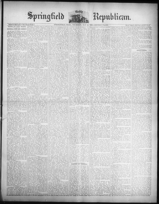 Springfield Paper Copy Springfield Weekly Republican. May 24, 1906 - Digital Commonwealth