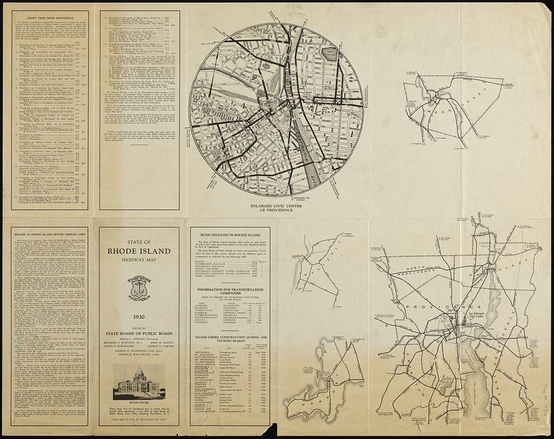 1930 highway map of Rhode Island