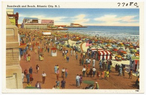 Boardwalk and beach, Atlantic City, N.J.