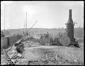 Sudbury Reservoir, concrete mixer at north end of Sudbury Dam, from the east, Southborough, Mass., Sep. 26, 1896