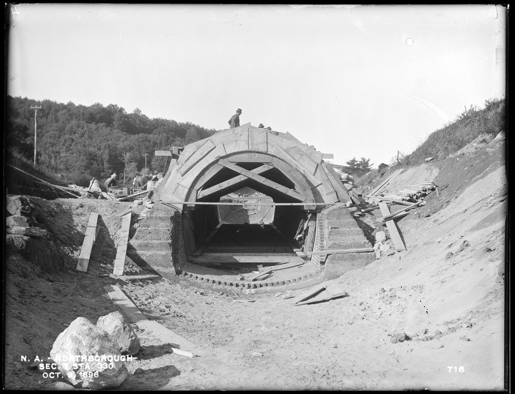 Wachusett Aqueduct, station 330, Section 7, from the south, in trench, Northborough, Mass., Oct. 9, 1896