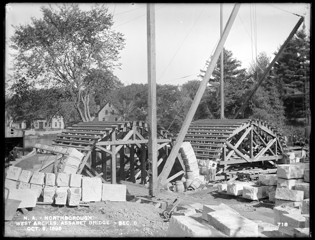 Wachusett Aqueduct, two westerly arches of Assabet Bridge, Section 8, from the south, Northborough, Mass., Oct. 9, 1896