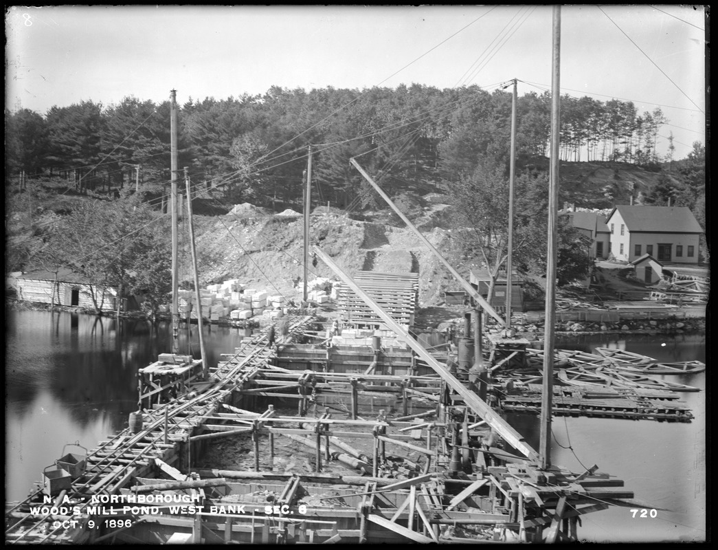 Wachusett Aqueduct, west bank of Wood's mill pond, Section 8, from the east, Northborough, Mass., Oct. 9, 1896