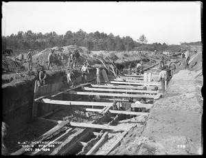 Wachusett Aqueduct, work in swamp, station 366, Section 9, from the east, Northborough, Mass., Oct. 26, 1896