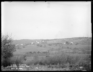 Wachusett Reservoir, north end of South Dike, from the south on hill south of Central Massachusetts Railroad track, includes Carville's house, Clinton, Mass., Oct. 27, 1896