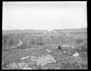 Wachusett Reservoir, south end of South Dike, from the south on hill south of railroad track, Clinton, Mass., Oct. 27, 1896