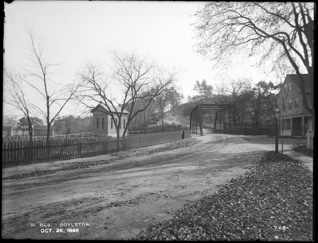 Wachusett Reservoir, Boylston, looking east toward bridge, Boylston, Mass., Oct. 28, 1896