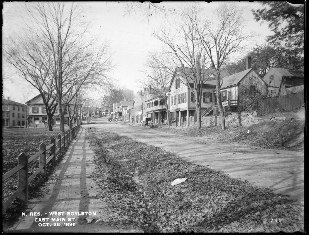 Wachusett Reservoir, East Main Street, from the east end of Common, looking west, West Boylston, Mass., Oct. 28, 1896