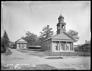 Wachusett Reservoir, First Congregational Church, corner of Howe and East Main Streets, from the west side of East Main Street, West Boylston, Mass., Oct. 28, 1896