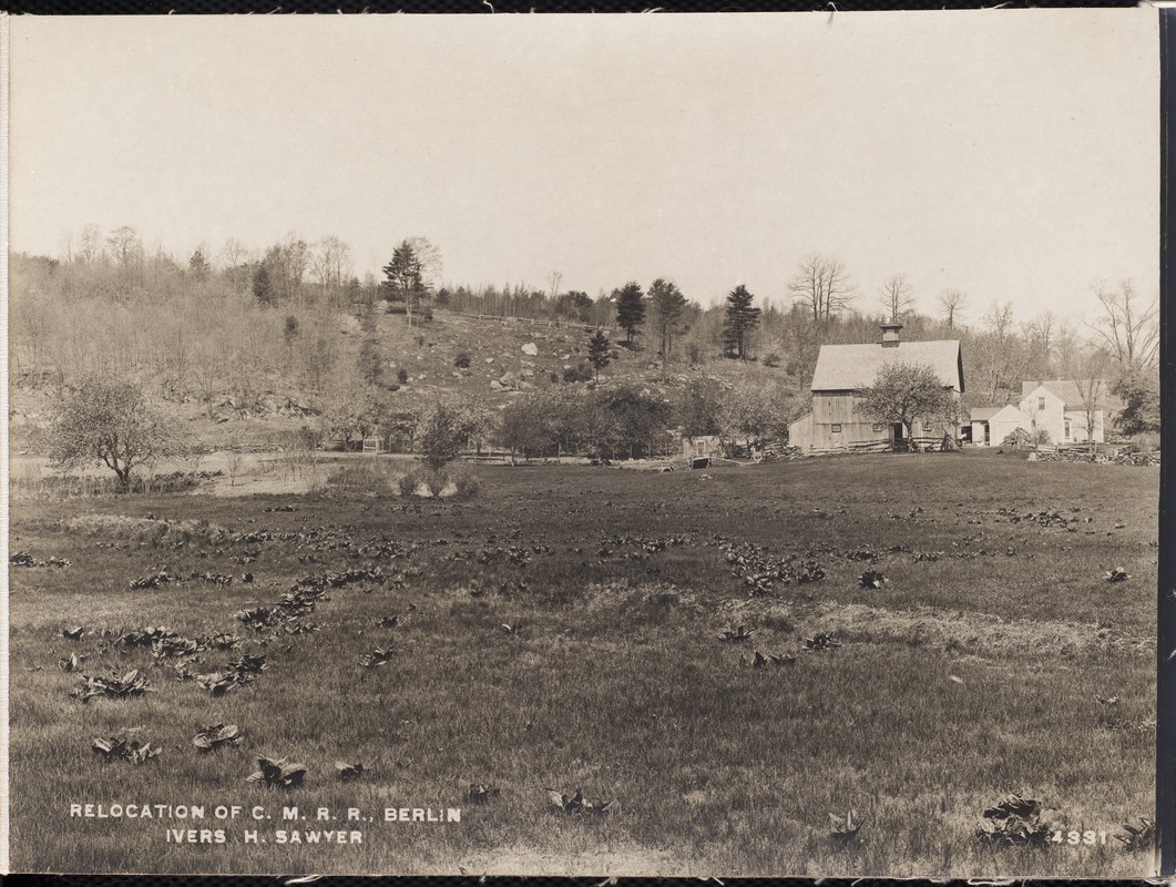 Relocation Central Massachusetts Railroad, Ivers H. Sawyer's house and barn, Berlin, Mass., May 14, 1902