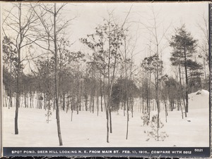 Distribution Department, Low Service Spot Pond Reservoir, Deer Hill looking northeasterly from Main Street (compare with No. 5812), Stoneham, Mass., Feb. 10, 1905