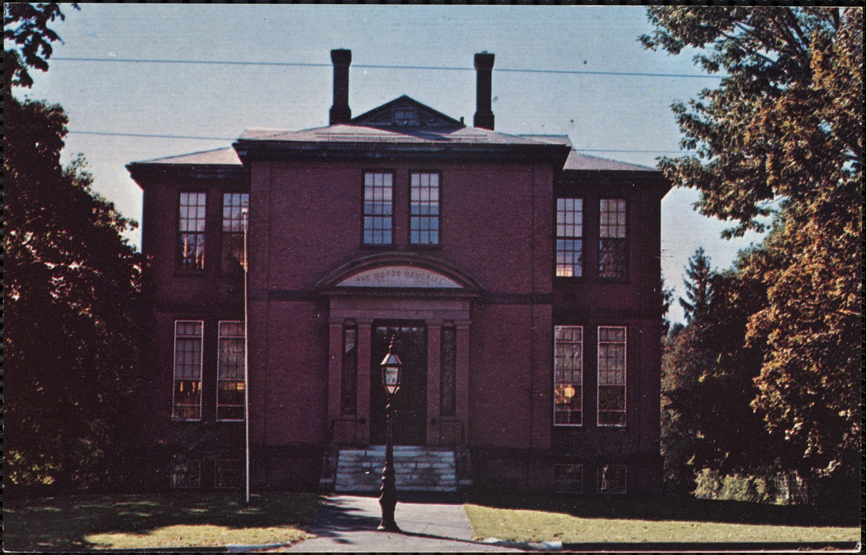 Henry Woods Memorial Library building, Pleasant Street, opposite North Park, Barre, Mass.