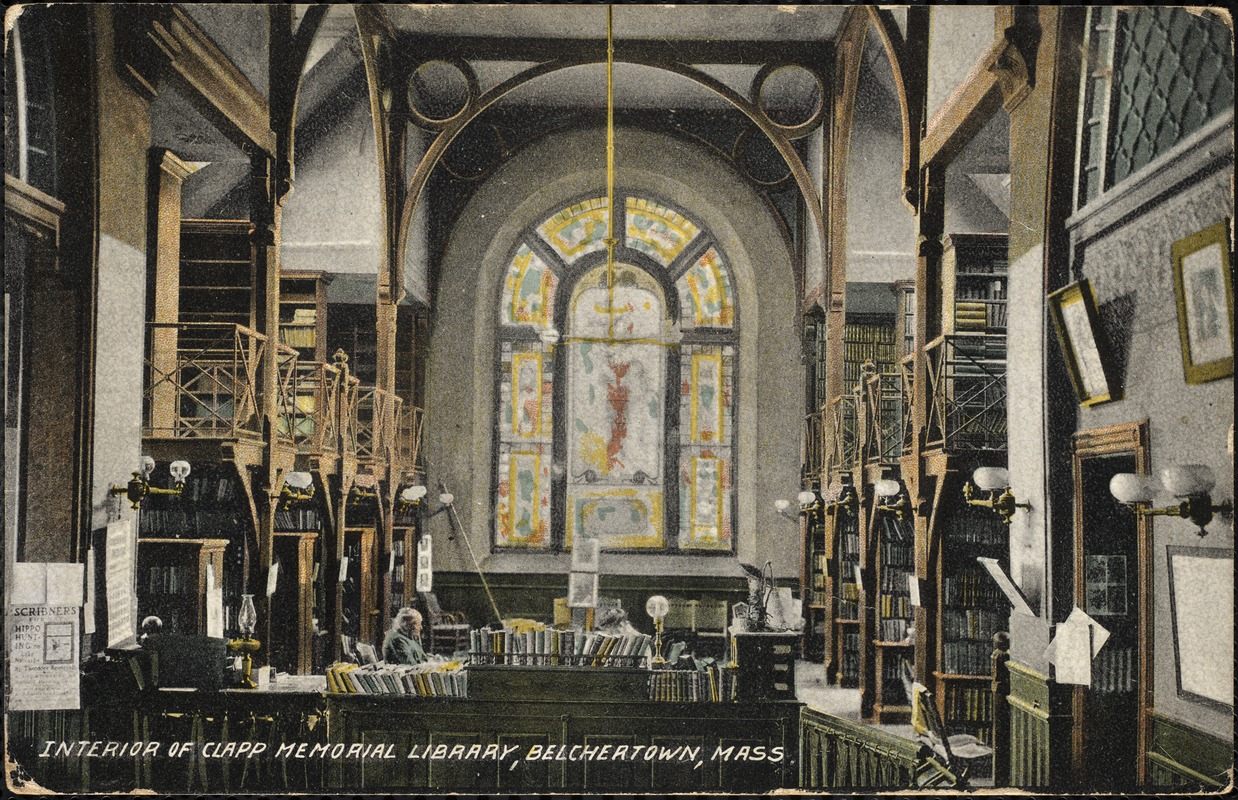 Interior of Clapp Memorial Library, Belchertown, Mass.