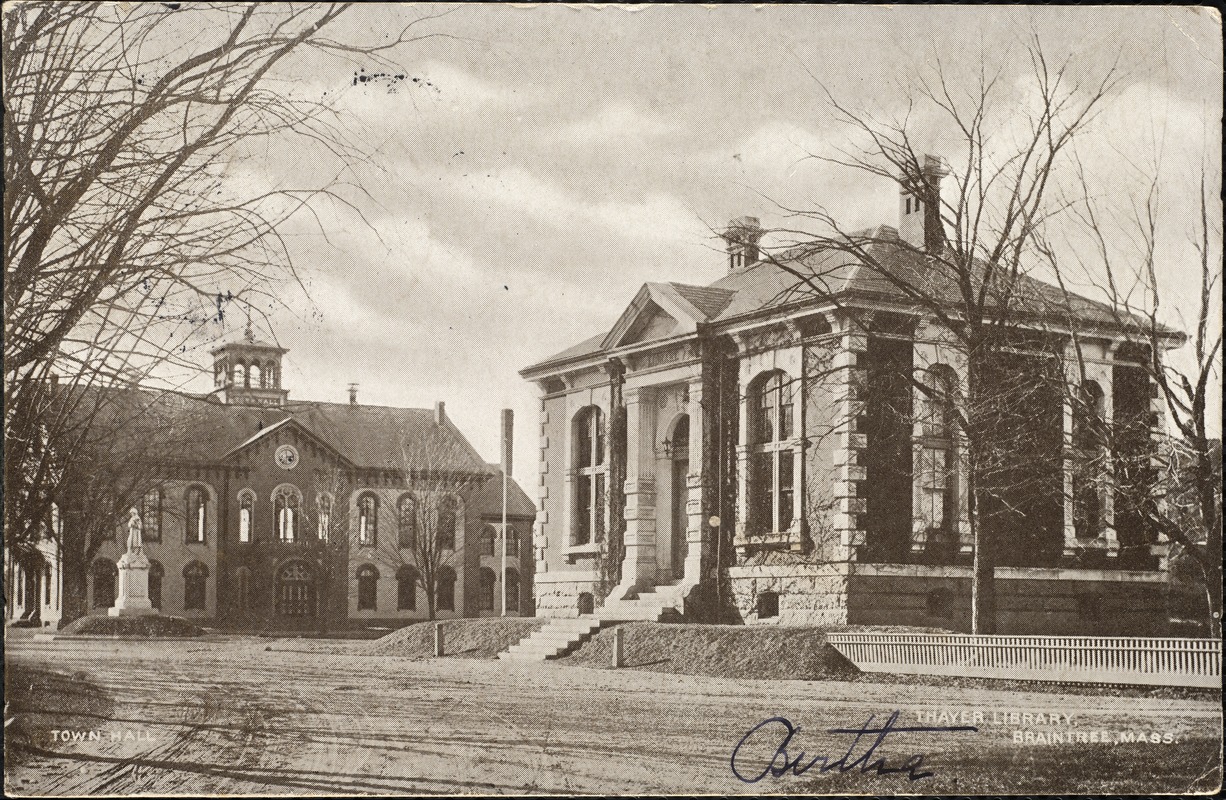 Town hall. Thayer Library, Braintree, Mass.