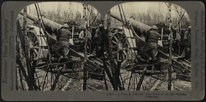 A French 155-mm. gun trained on the German trenches