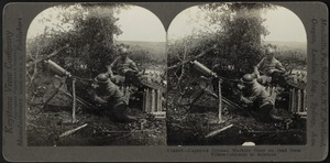 Captured German machine guns on road from Villers-Cotterets to Soissons