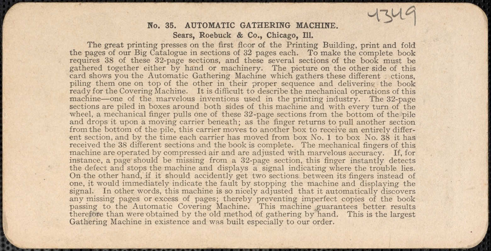 Automatic gathering machine