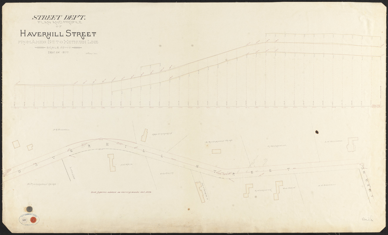 Plan And Profile Of Haverhill Street From Ames St To Methuen Line Digital Commonwealth 9331