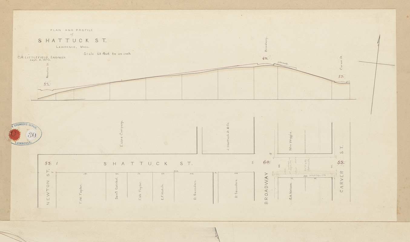 Plan And Profile Of Shattuck St Lawrence Mass Digital Commonwealth 3741