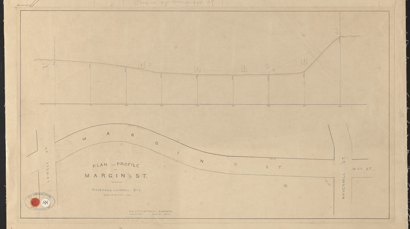 Plan And Profile Of Margin St Between Haverhill And Lowell Sts Digital Commonwealth 9816
