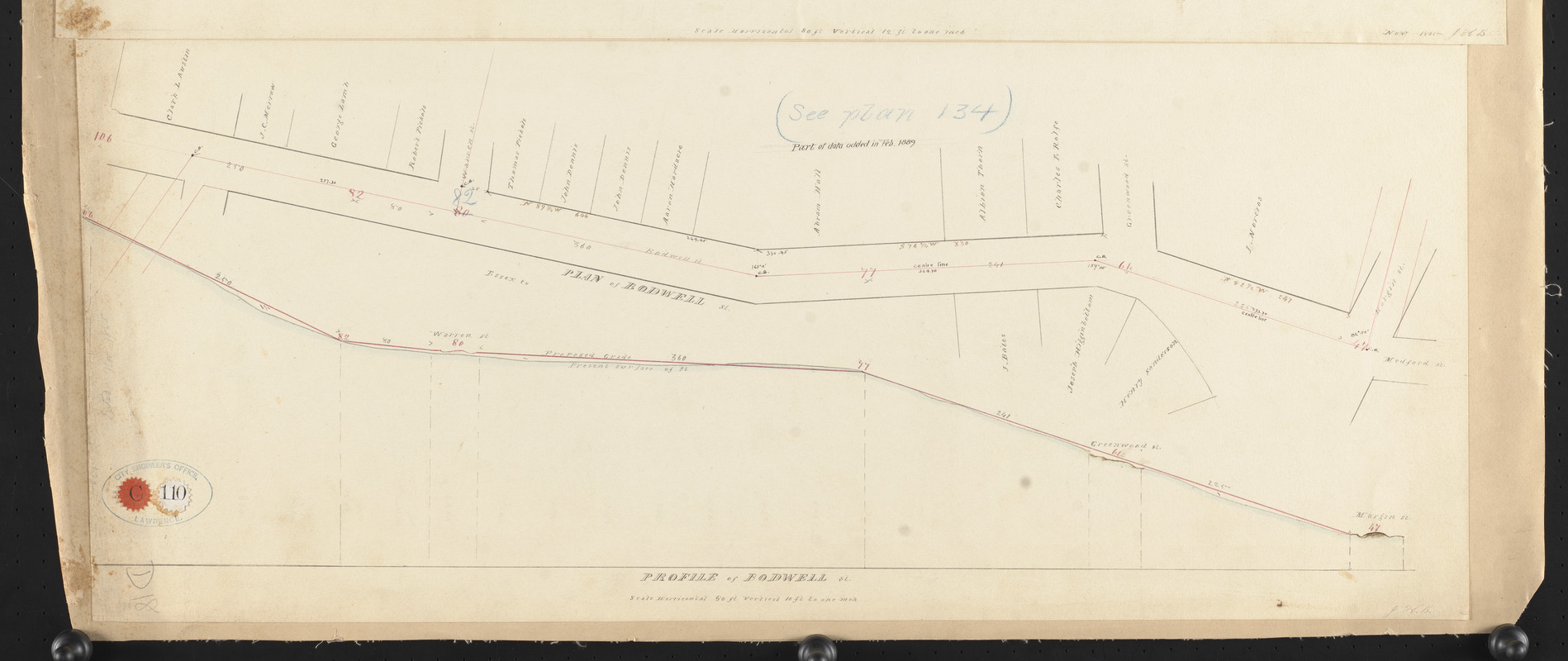 Plan of Bodwell St., profile of Bodwell St. - Digital Commonwealth