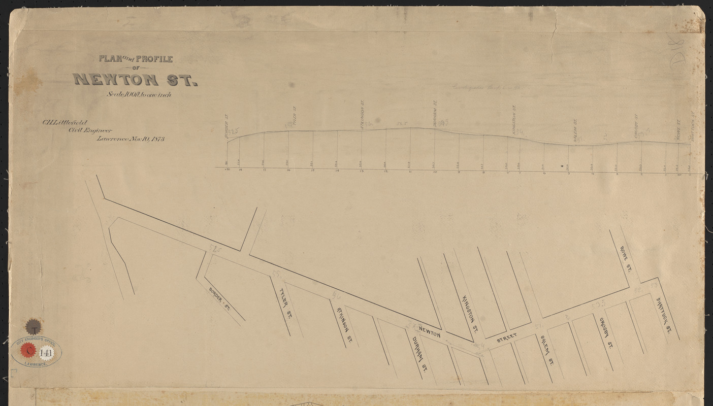Plan and profile of Newton St.