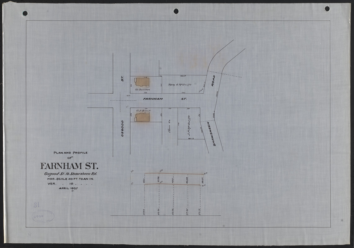 Plan and profile of Farnham St., Osgood St. to Shawsheen Rd. Digital