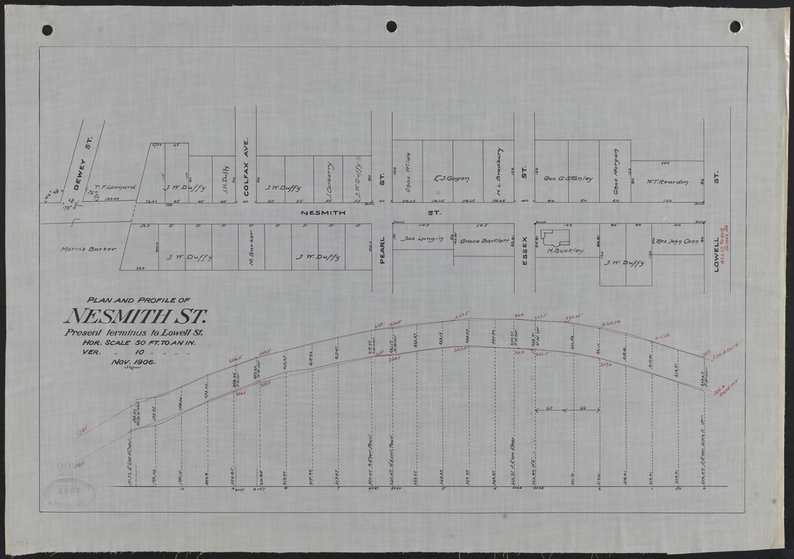 Plan and profile of Nesmith St. Digital Commonwealth
