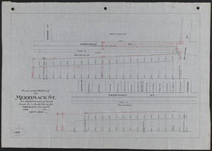 Plan and profile of Merrimack St. for establishment of grade Temple St. to South Union St.