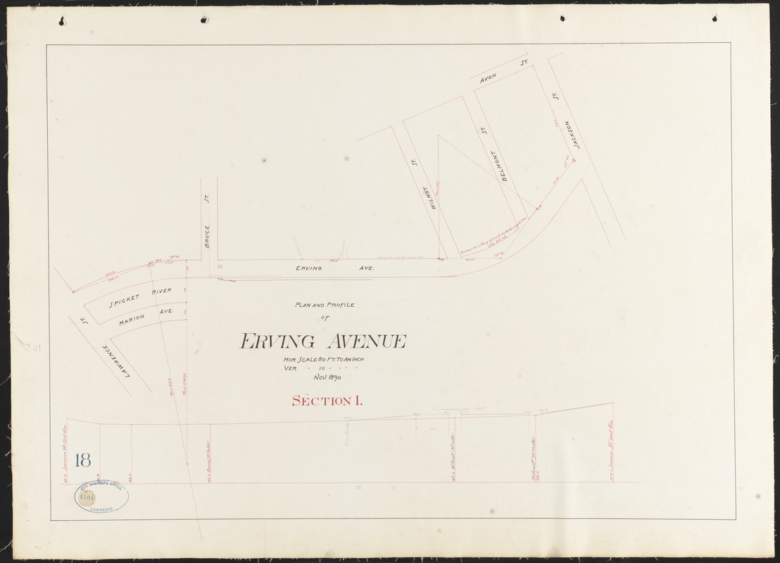 Plan and profile of Erving Avenue, section 1 Digital Commonwealth