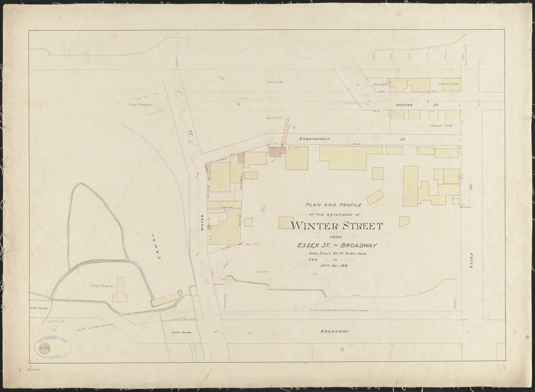 Plan And Profile Of The Extension Of Winter Street From Essex St To Broadway Digital Commonwealth 4823