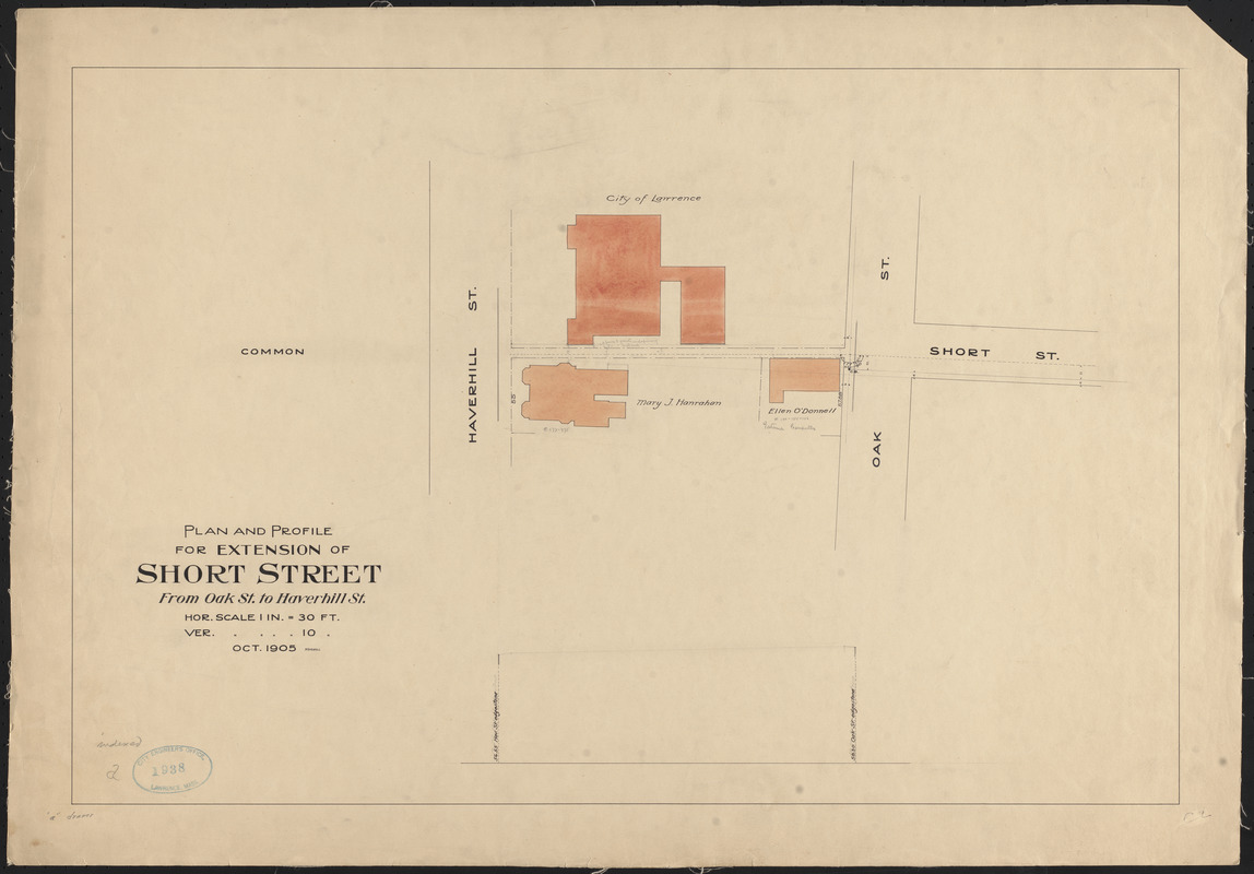 Plan And Profile For Extension Of Short Street From Oak St To Haverhill St Digital Commonwealth 3595