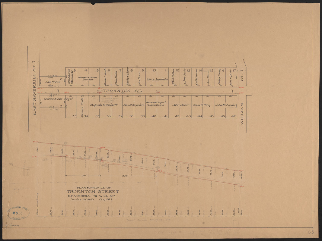 Plan And Profile Of Thornton Street E Haverhill To William Digital Commonwealth 7451