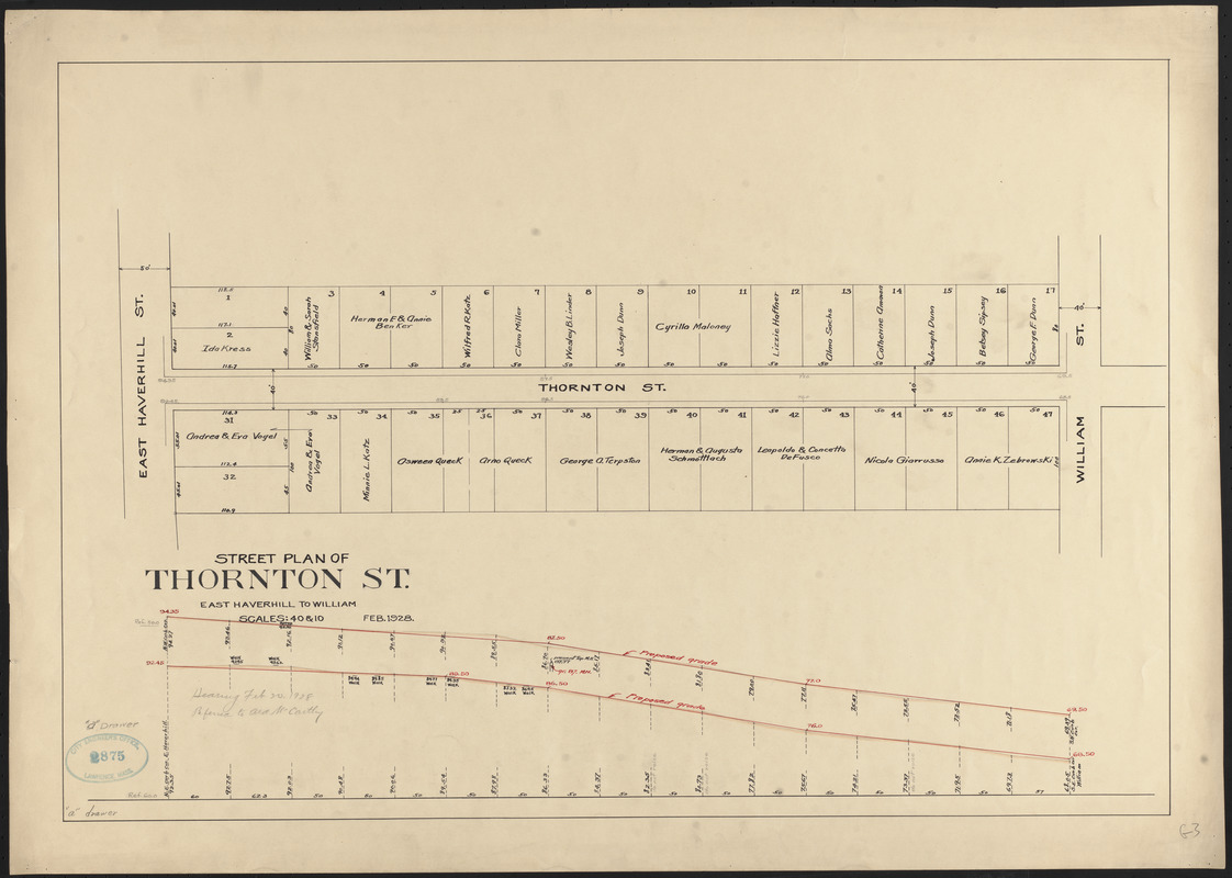 Street plan of Thornton St., East Haverhill to William