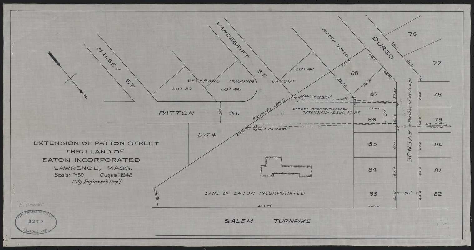 Extension of Patton Street thru land of Eaton Incorporated, Lawrence, Mass.