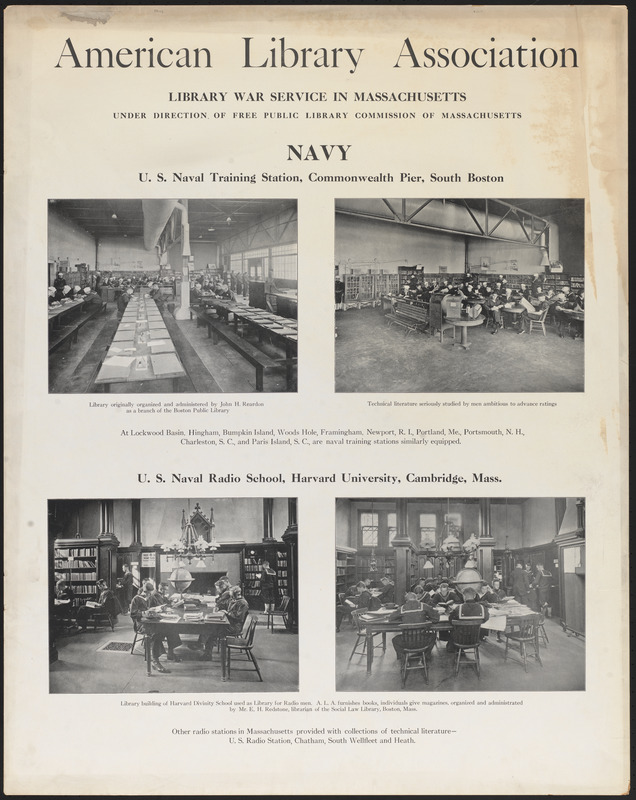Navy, U.S. Naval Training Station, Commonwealth Pier, South Boston, U.S. Naval Radio School, Harvard University, Cambridge, Mass.