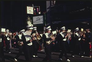 Marching band, parade, Tremont Street, Boston