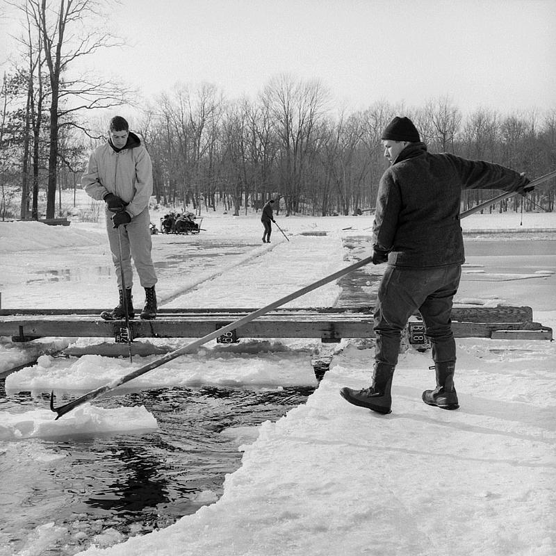 Cutting ice, Monte's Pond, Easton, MA Digital Commonwealth