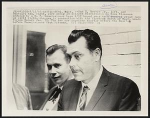 Sam H. Bowers Jr., left, and Deavours Nix, right, were among 13 alleged Mississippi Ku Klux Klansmen ordered by a U. S. Commissioner here 4/12 bound over to a federal grand jury on civil rights charges in connection with the firebomb death of Negro Leader Vernon Dahmer Jan. 10. The two were together shortly before the Hearing before Commissioner Jack Pittman.