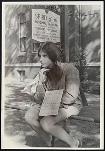 Marblehead Teens Protest. Bonnie Stockman 15, Marblehead takes a rest during picket outside of Abbott Hall.